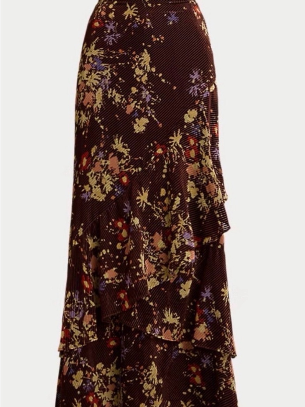 Ralph Lauren floral burnout velvet tiered maxiskirt, size 10 - Picture 2 of 4